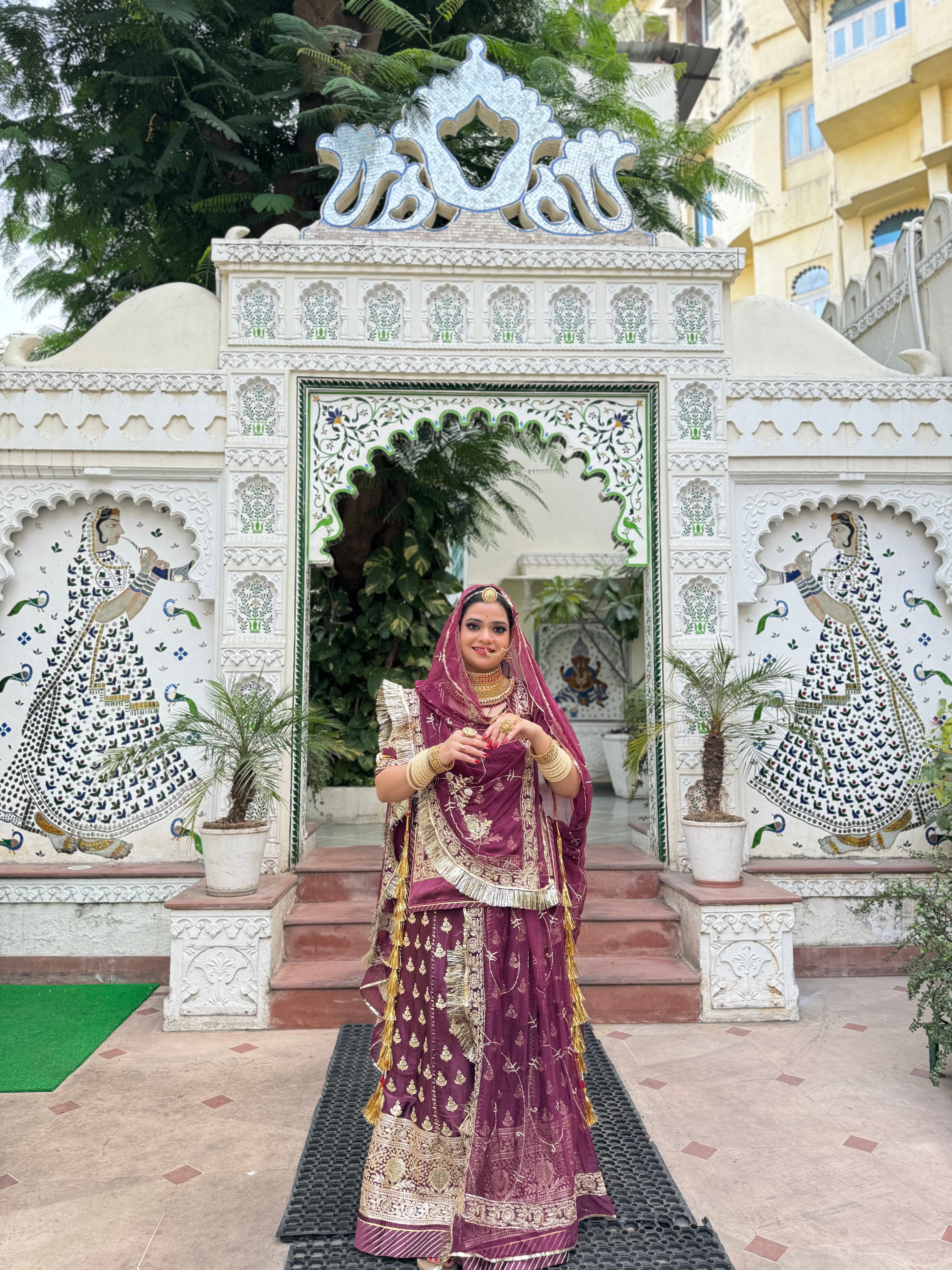 Majestic Plum - Satin Suit With Hamrai Odhna