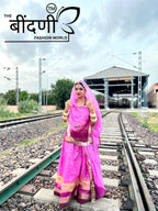 Graceful Pink Organza Poshak with Banarasi Border Detailing