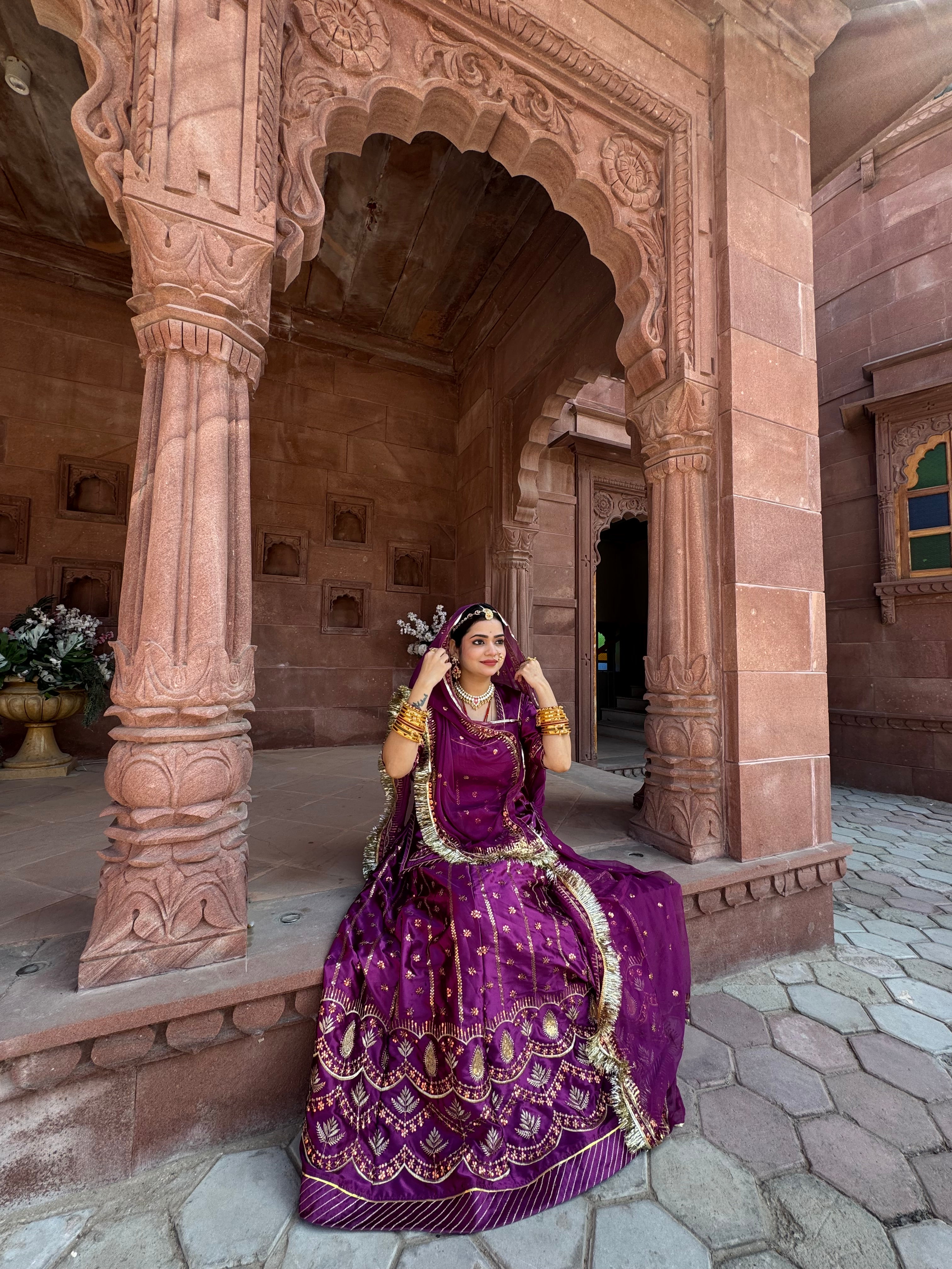 Royal Azure Poshak : Wine Satin Poshak