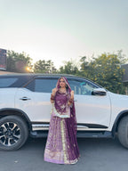 Royal Amethyst - Chanderi Shimmer Suit with Hamrahi Odhna