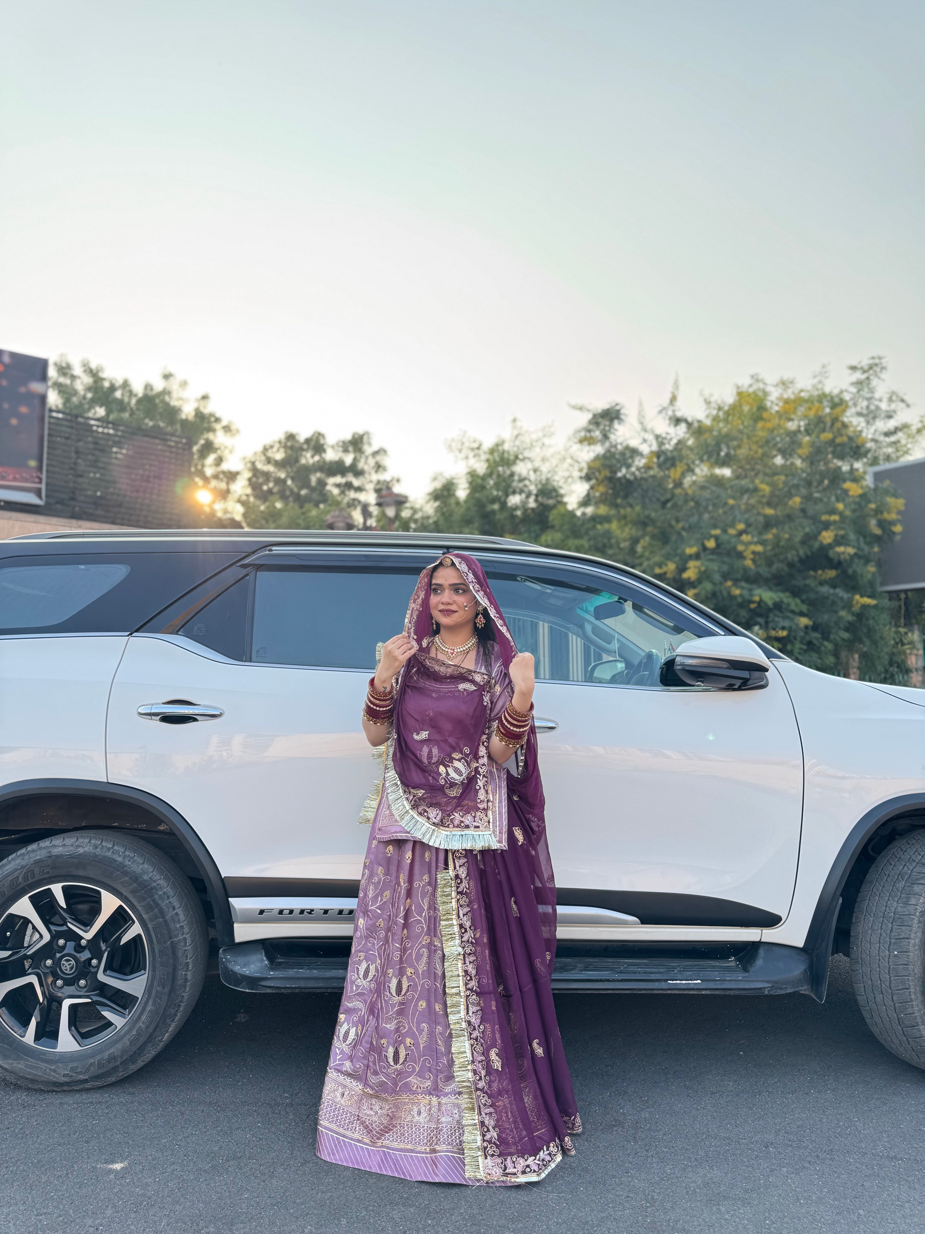 Royal Amethyst - Chanderi Shimmer Suit with Hamrahi Odhna