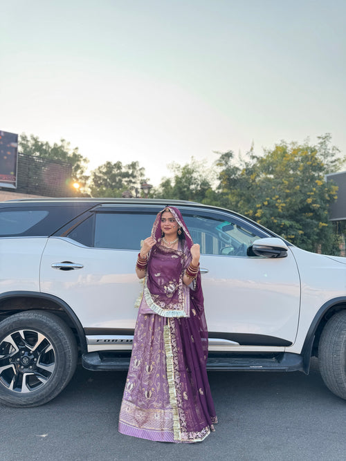 Royal Amethyst - Chanderi Shimmer Suit with Hamrahi Odhna