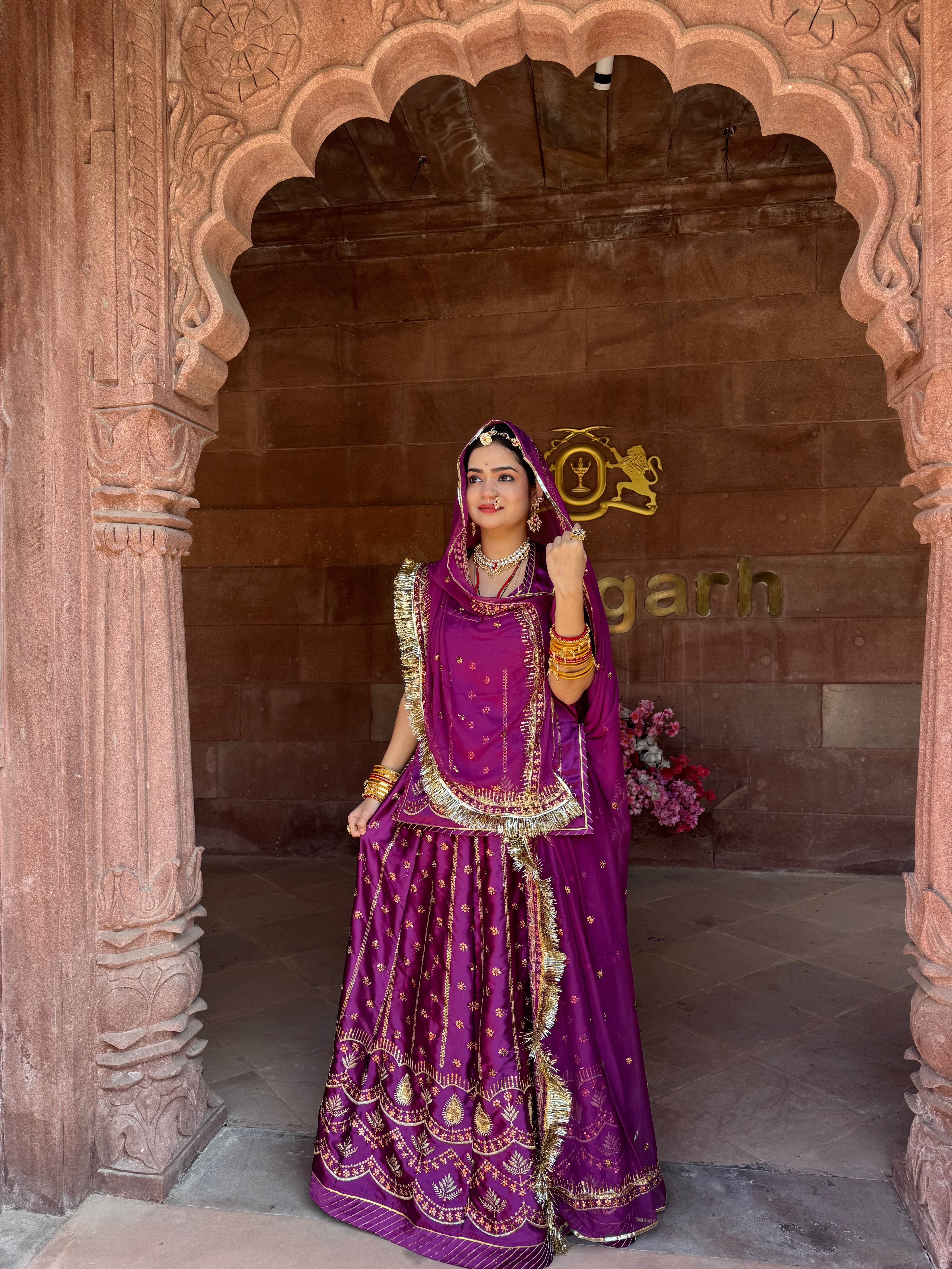 Royal Azure Poshak : Wine Satin Poshak