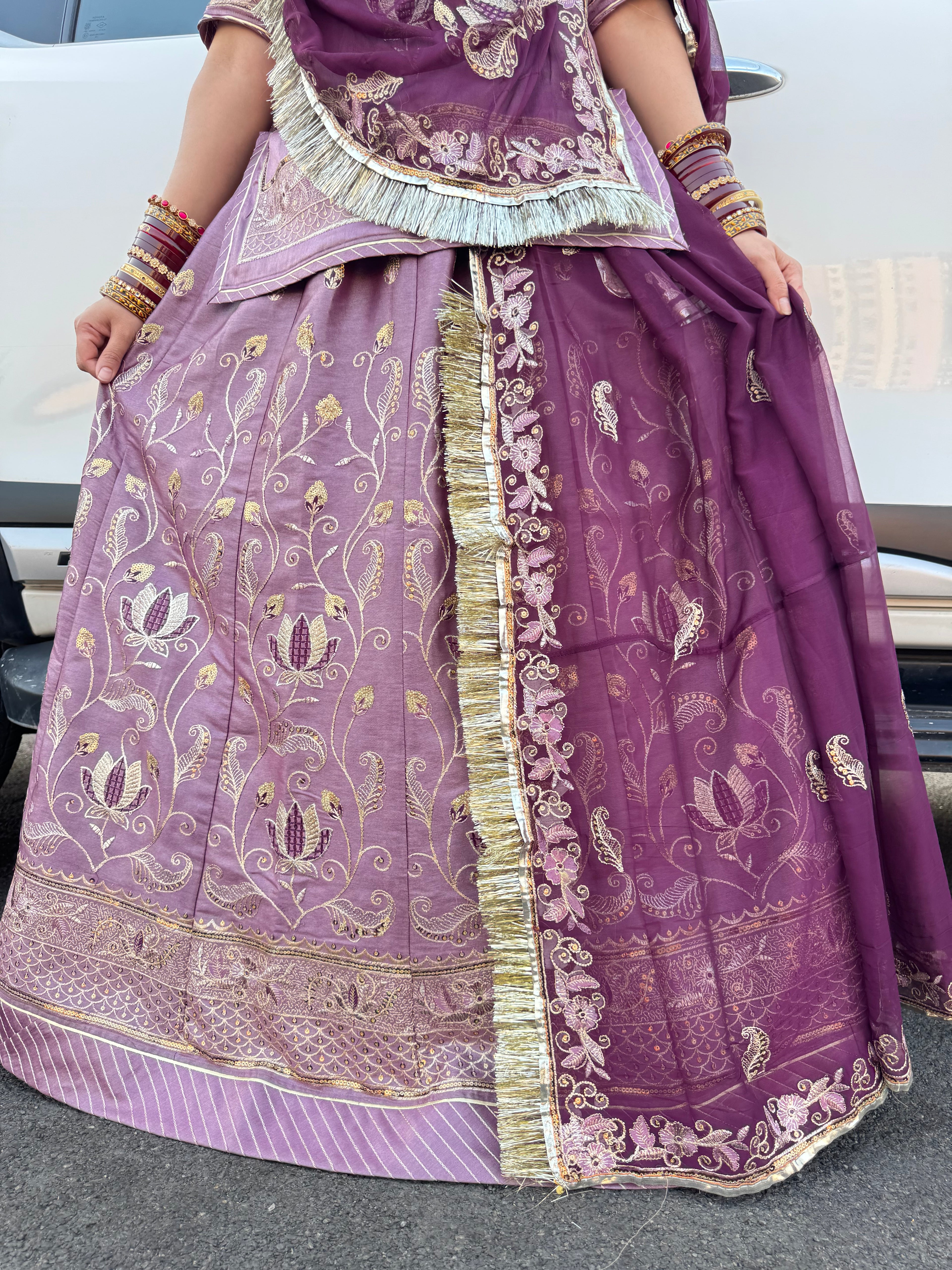 Royal Amethyst - Chanderi Shimmer Suit with Hamrahi Odhna