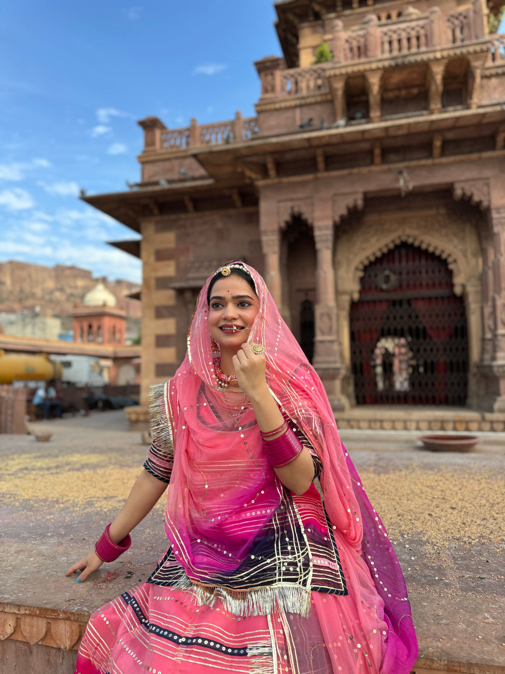 Royal Blush - Organza Poshak With Exquisite Tari Work