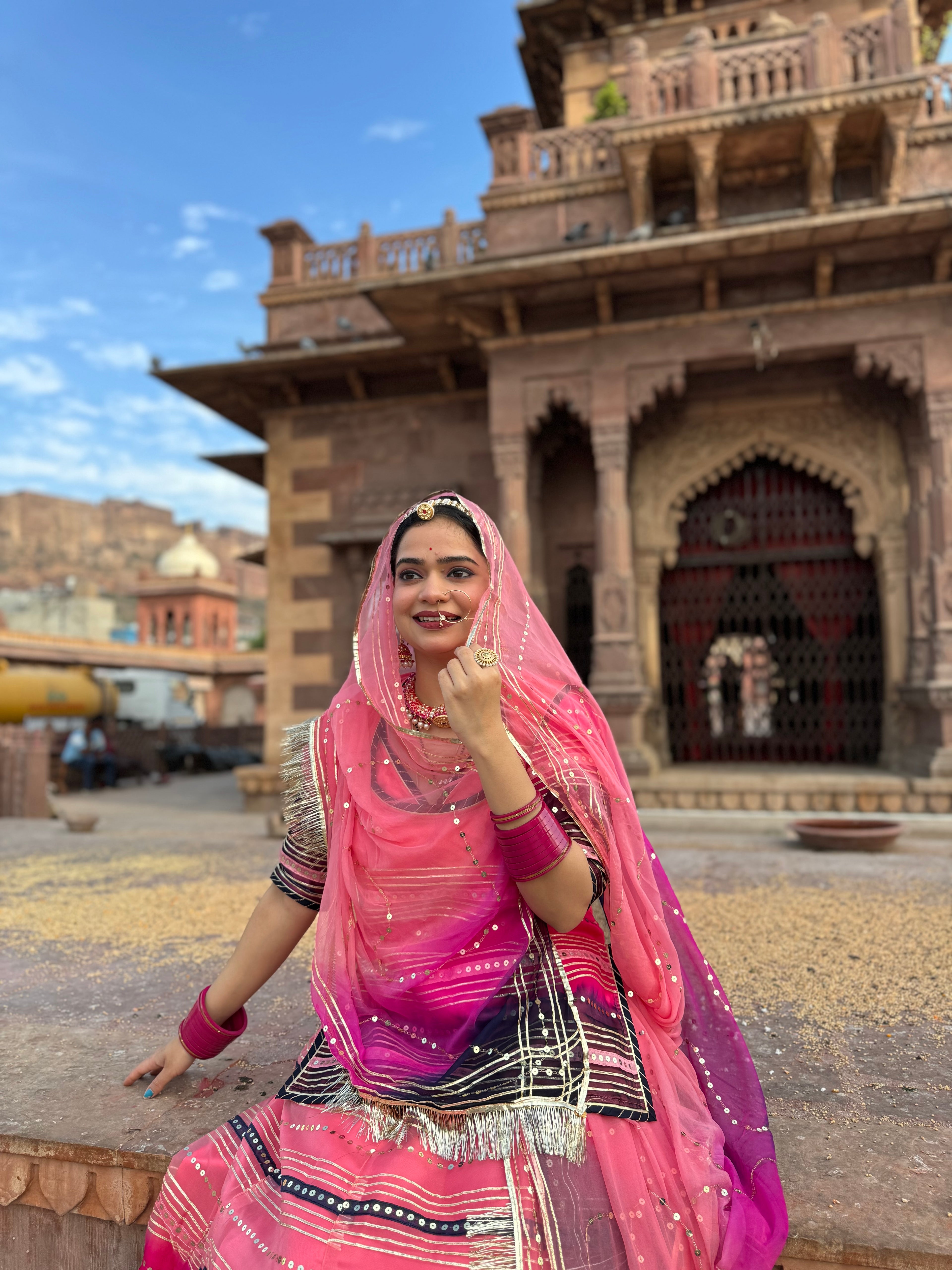 Royal Blush - Organza Poshak With Exquisite Tari Work