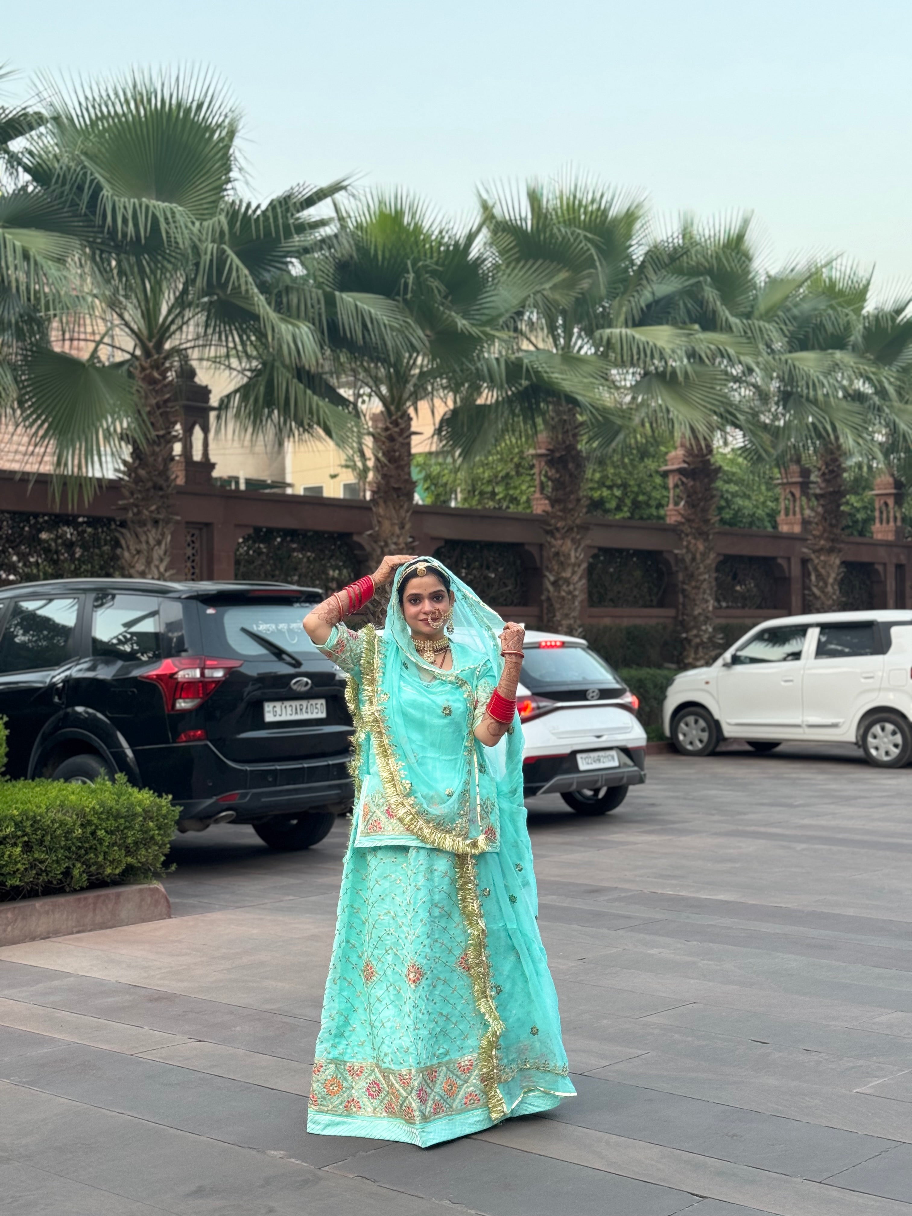 Celestial Bloom - Orgenza Silk Rajputi Poshak With Zari Work