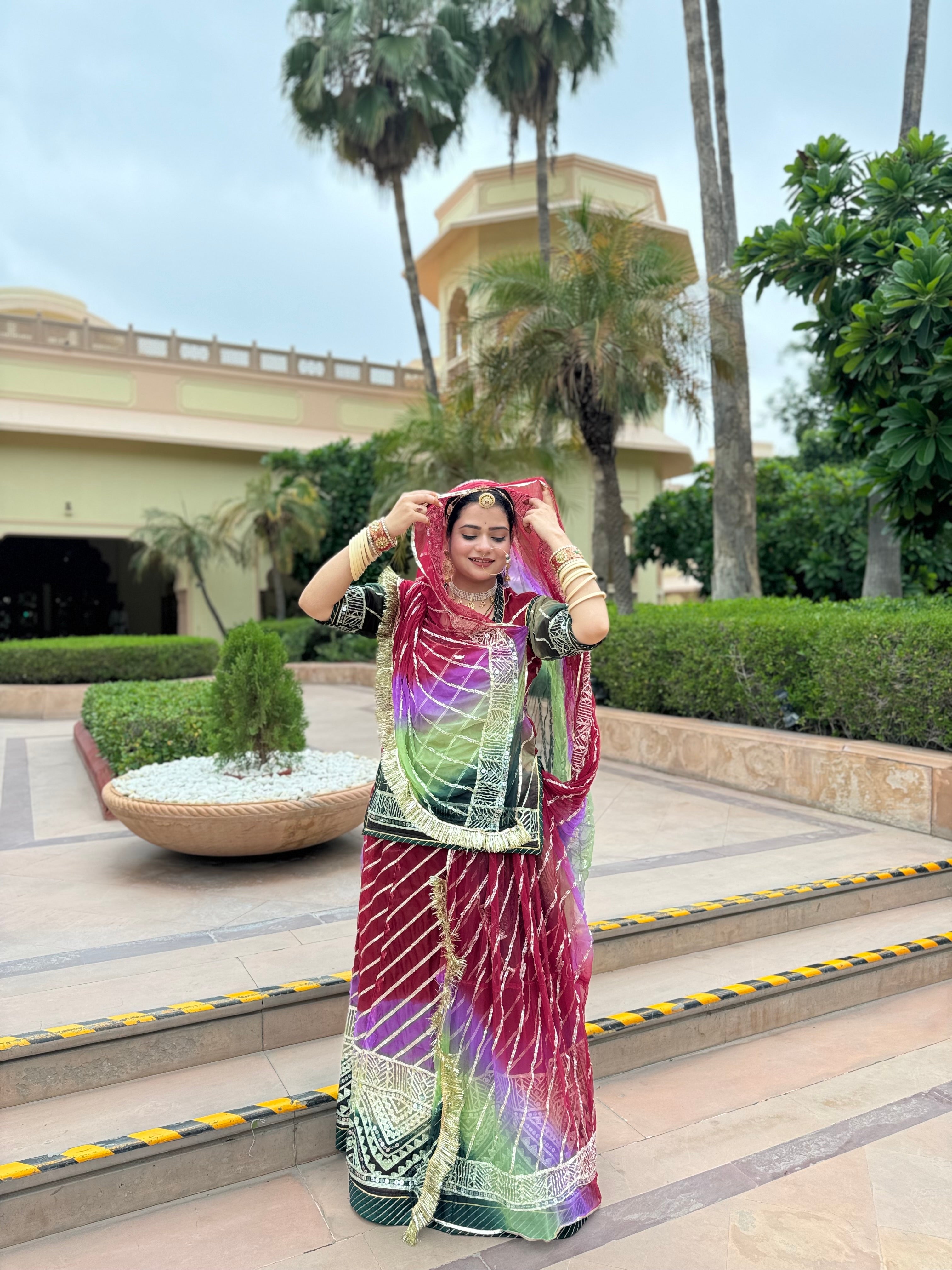 Royal Raag - Four-Tone Organza Poshak Adorned With Gota Craftsmanship