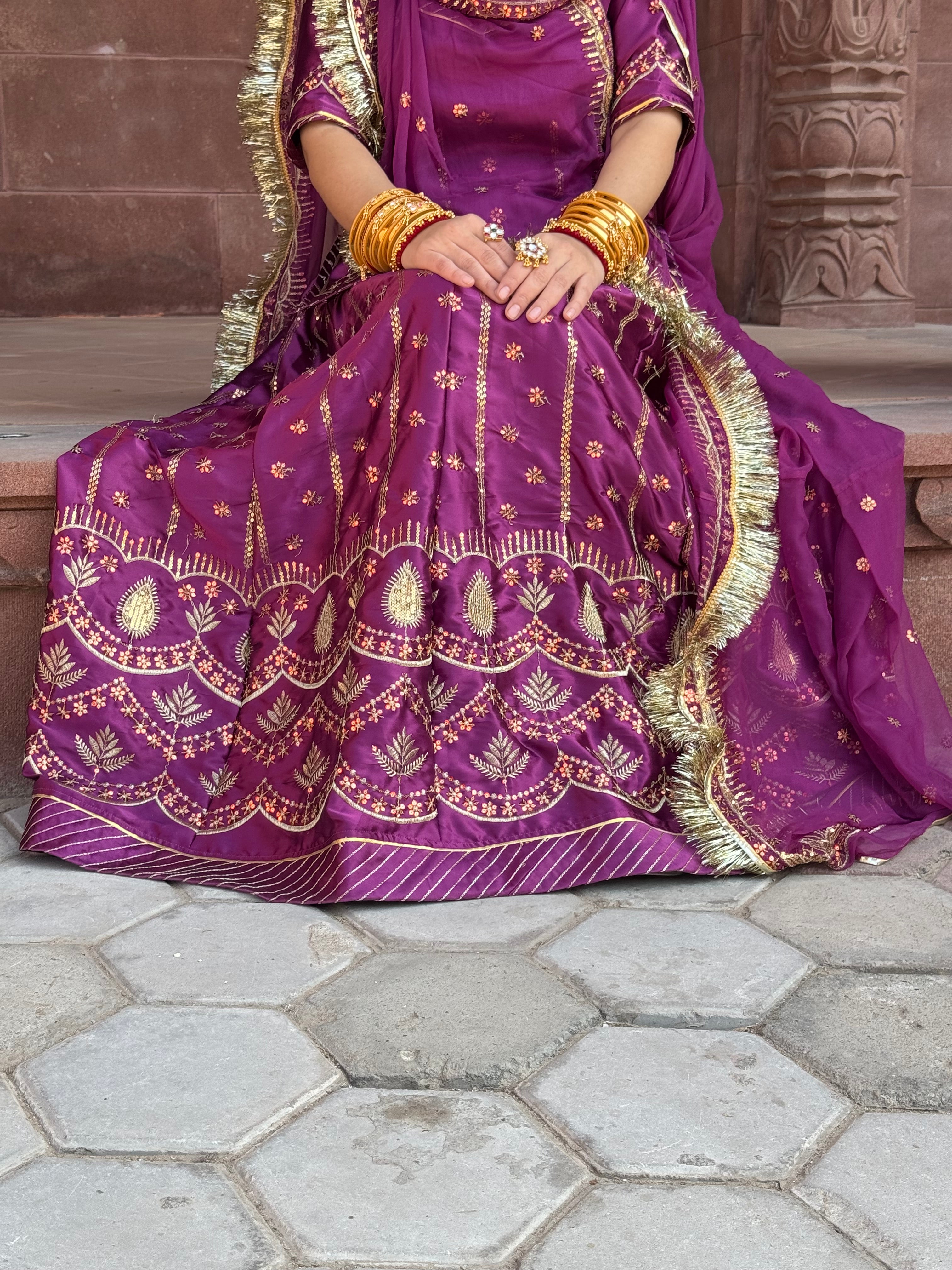 Royal Azure Poshak : Wine Satin Poshak