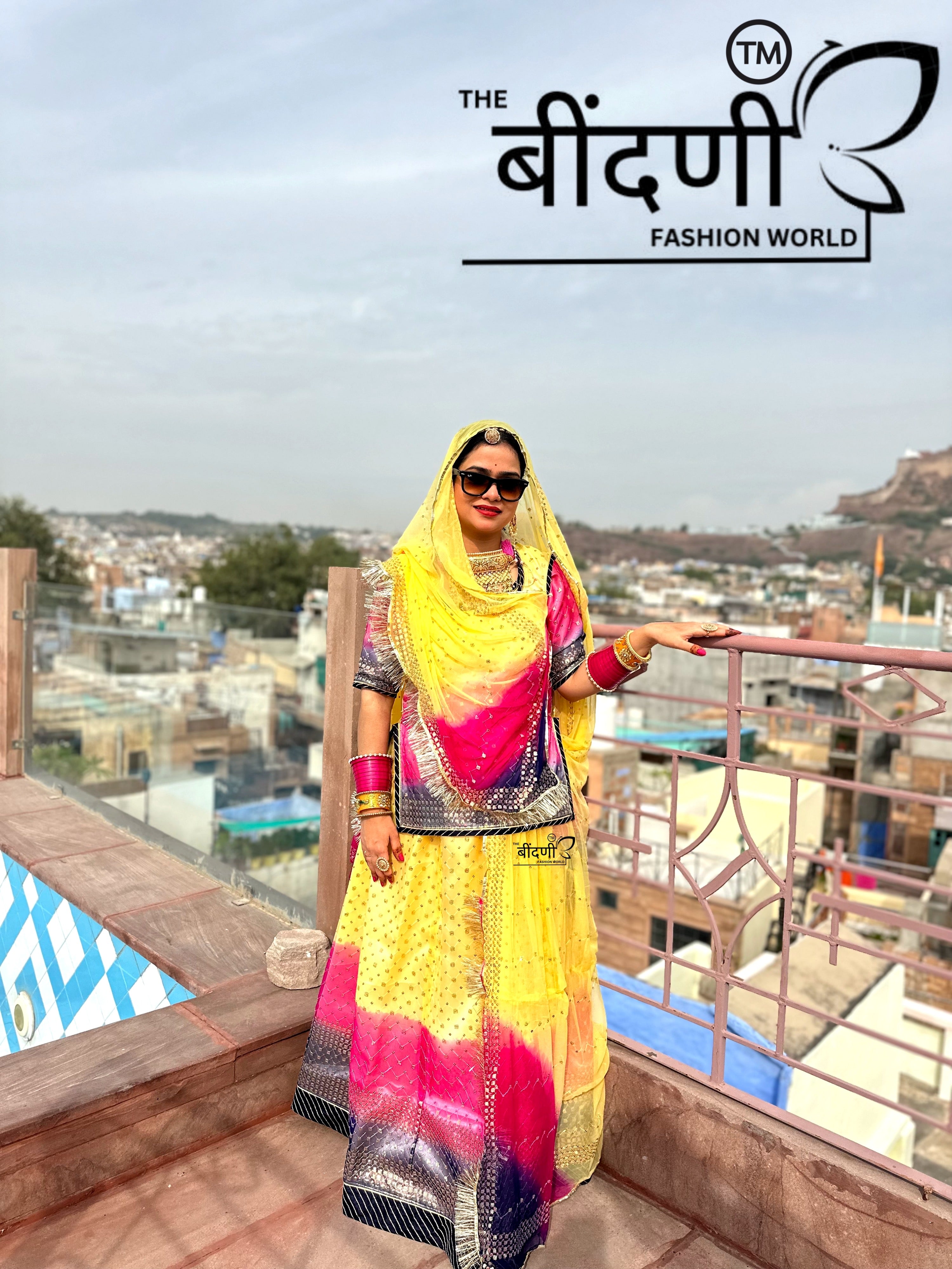 Sunehri Noor - Organza Two-Tone Sequence Poshak