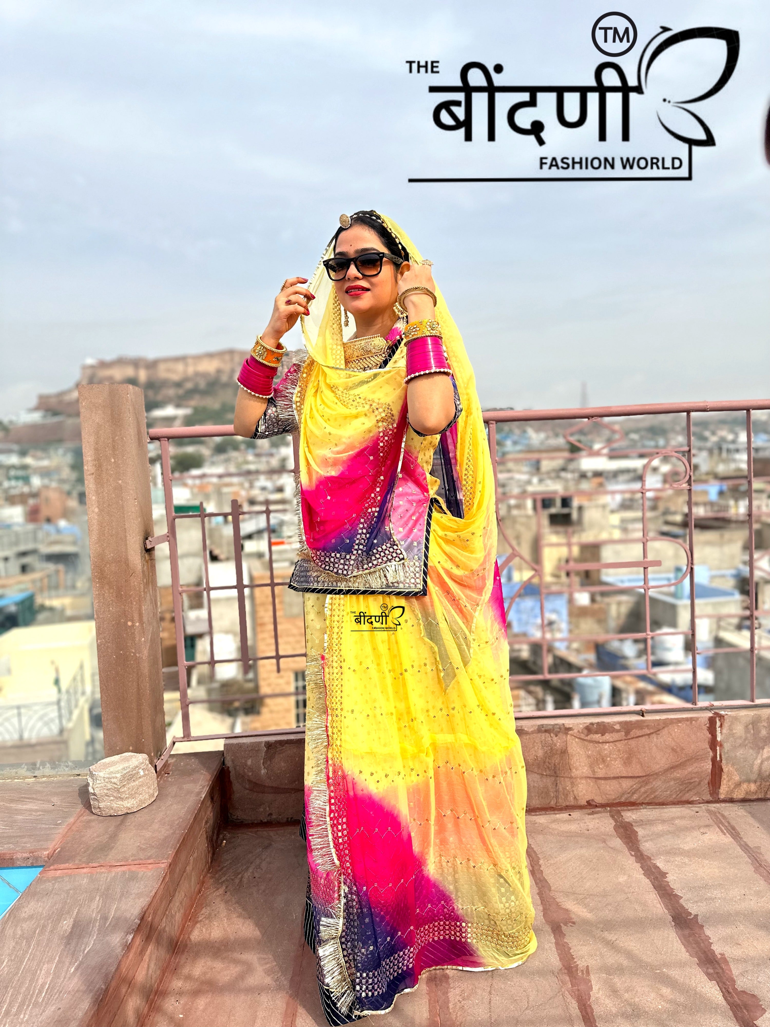 Sunehri Noor - Organza Two-Tone Sequence Poshak
