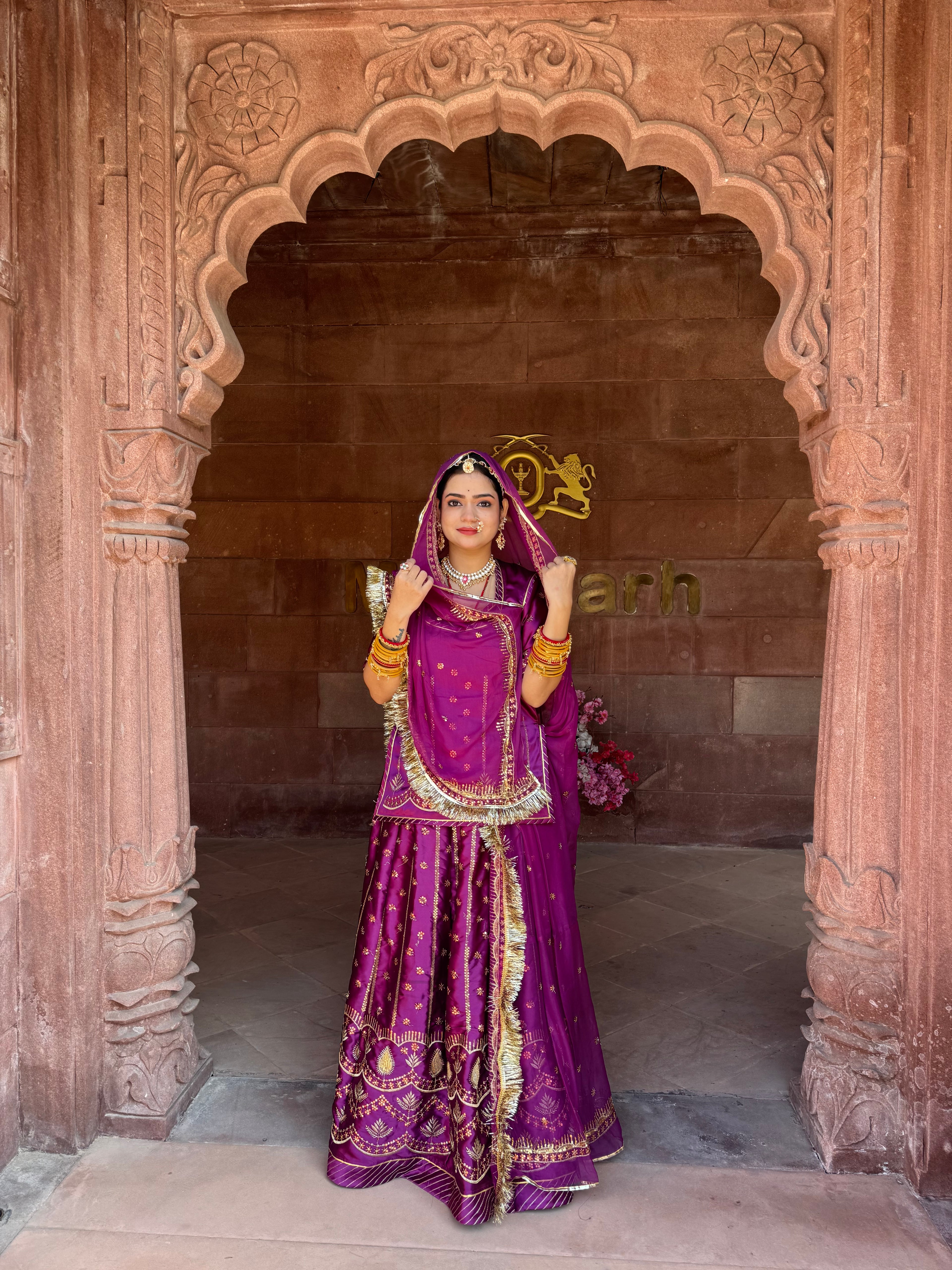 Royal Azure Poshak : Wine Satin Poshak