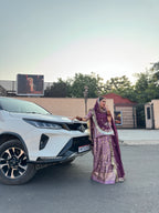 Royal Amethyst - Chanderi Shimmer Suit with Hamrahi Odhna