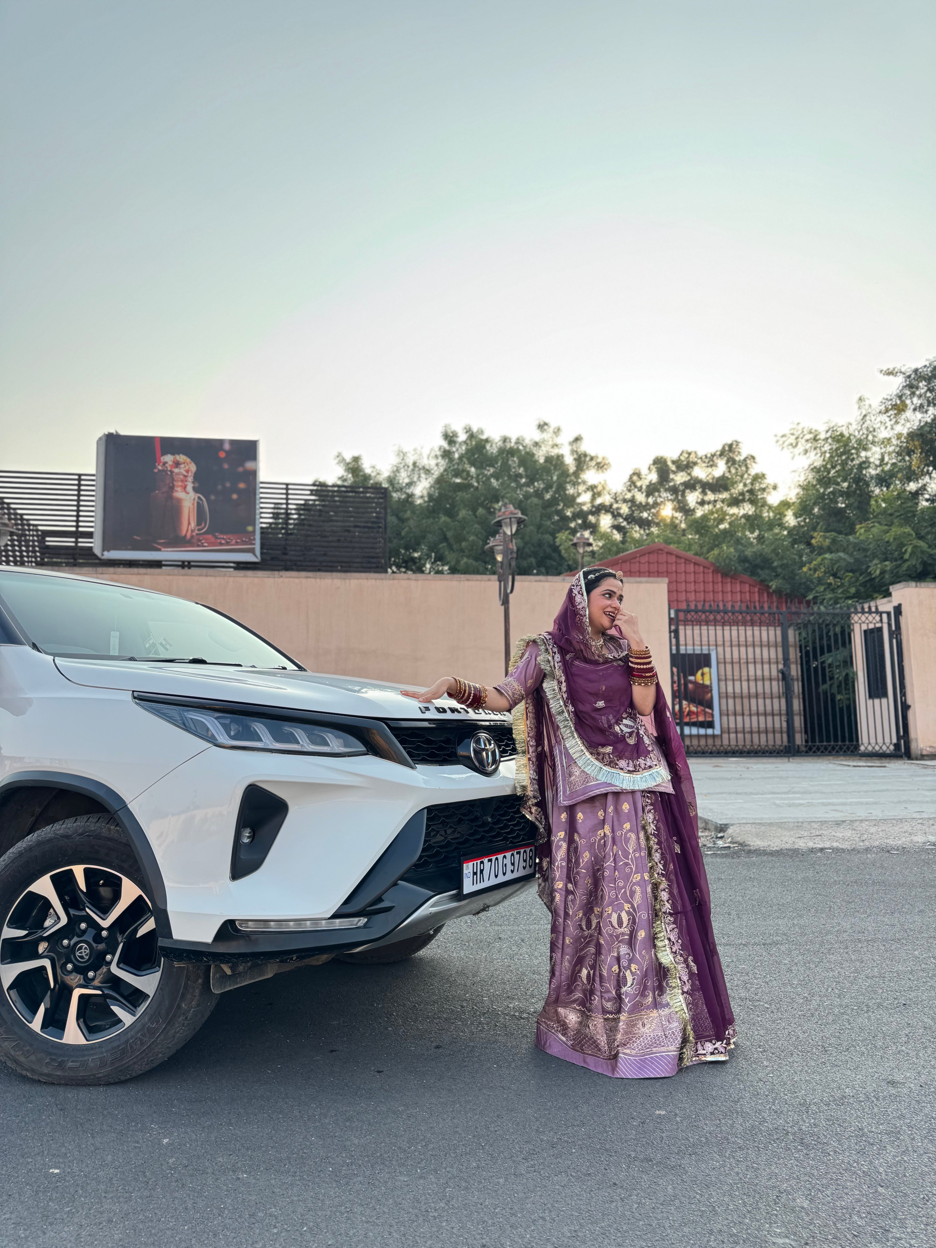 Royal Amethyst - Chanderi Shimmer Suit with Hamrahi Odhna