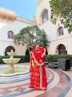 Lustrous Attendant Veil - Satin Suit With Hamrahi Odhna