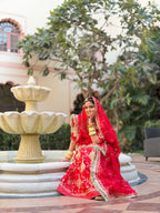 Lustrous Attendant Veil - Satin Suit With Hamrahi Odhna