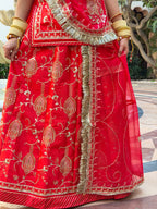 Lustrous Attendant Veil - Satin Suit With Hamrahi Odhna