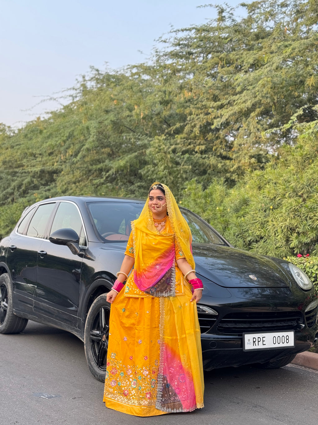 Gleaming Consort Wrap - Chanderi Suit With Hamrahi Odhna