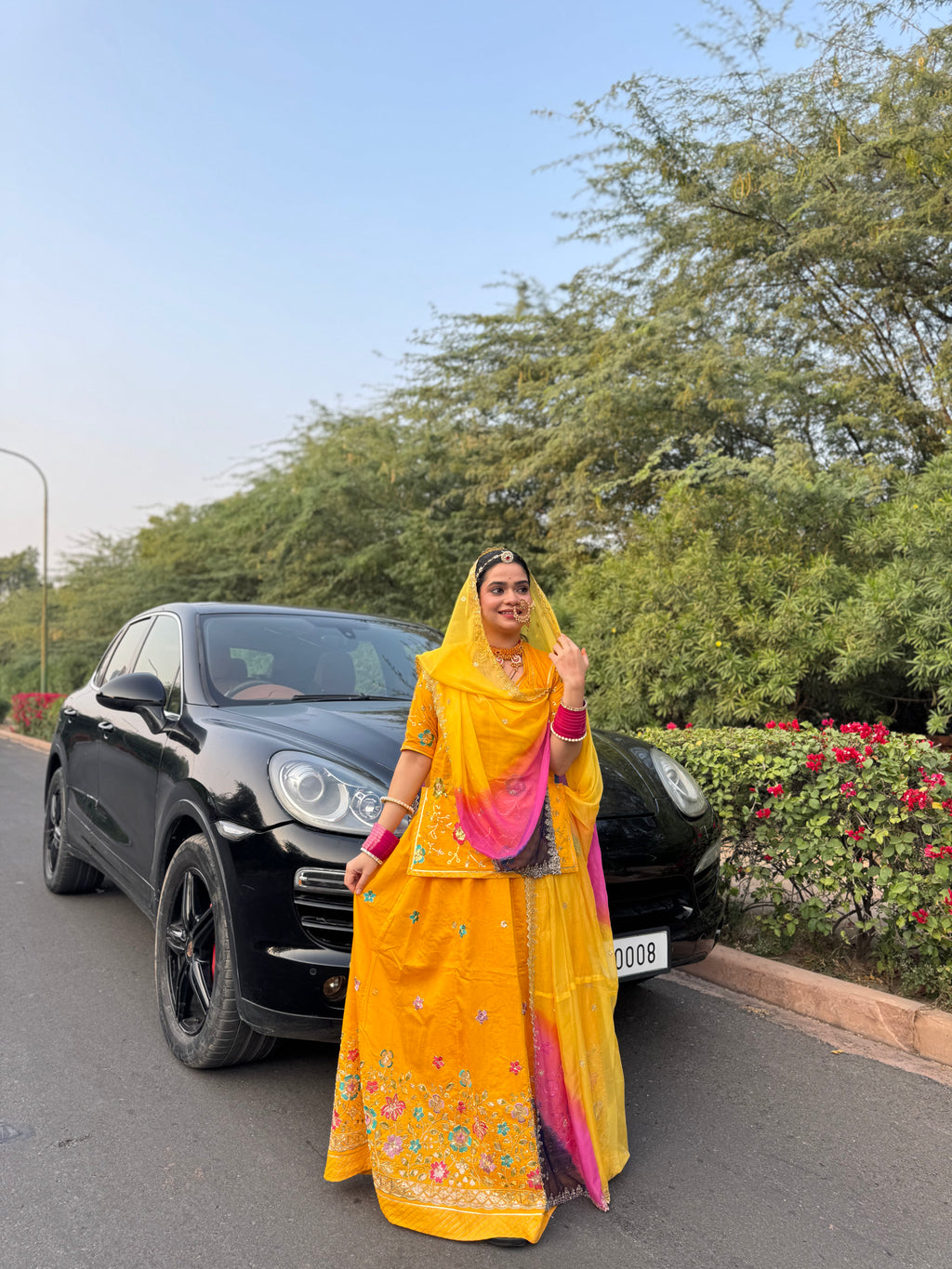 Gleaming Consort Wrap - Chanderi Suit With Hamrahi Odhna