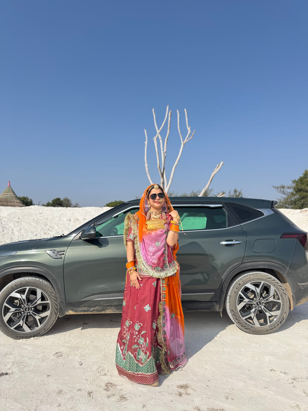 Aurora Radiance -  Shimmer Suit With Hamrahi Odhna