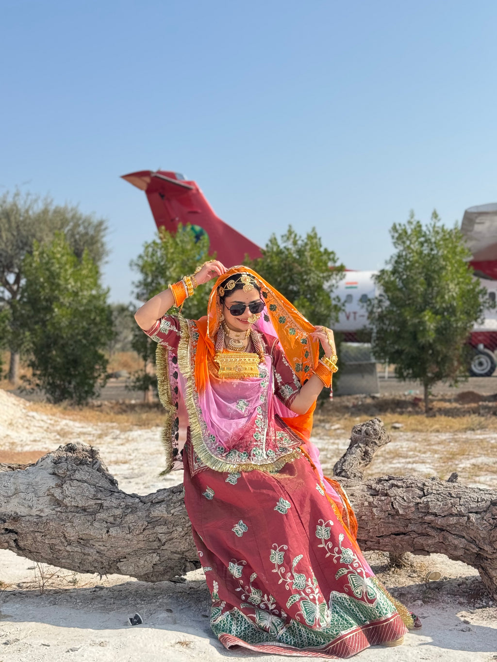 Aurora Radiance -  Shimmer Suit With Hamrahi Odhna