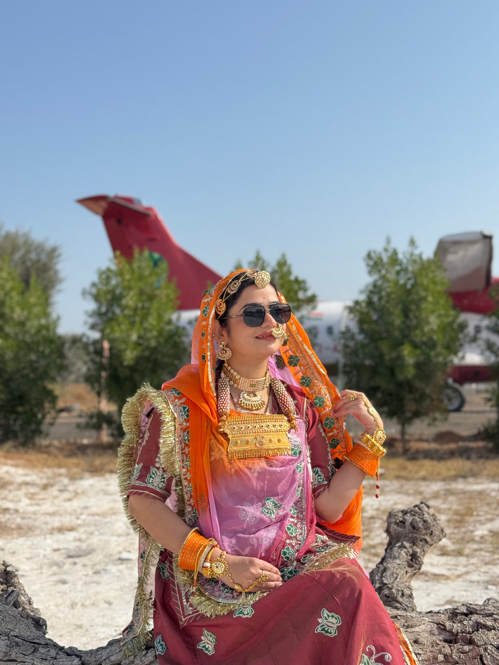 Aurora Radiance -  Shimmer Suit With Hamrahi Odhna