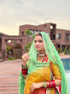 Bindani Tri-Tone Elegance: Organza Poshak in Three Stunning Colors