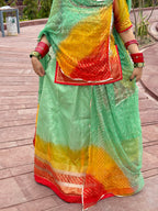 Bindani Tri-Tone Elegance: Organza Poshak in Three Stunning Colors