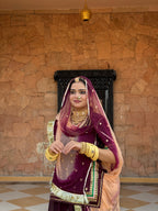 Bindani Wine Tissu Splendor: Poshak with Contrasting Odhna for Regal Grace