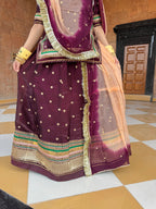 Bindani Wine Tissu Splendor: Poshak with Contrasting Odhna for Regal Grace