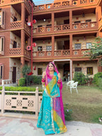 Bindani Grace in Firozi: The Vibrant 5-Color Odhna Ensemble