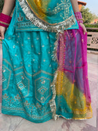 Bindani Grace in Firozi: The Vibrant 5-Color Odhna Ensemble