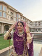 Elegance Enrobed: Wine Upada Poshak with Golden Sequin Embellishments