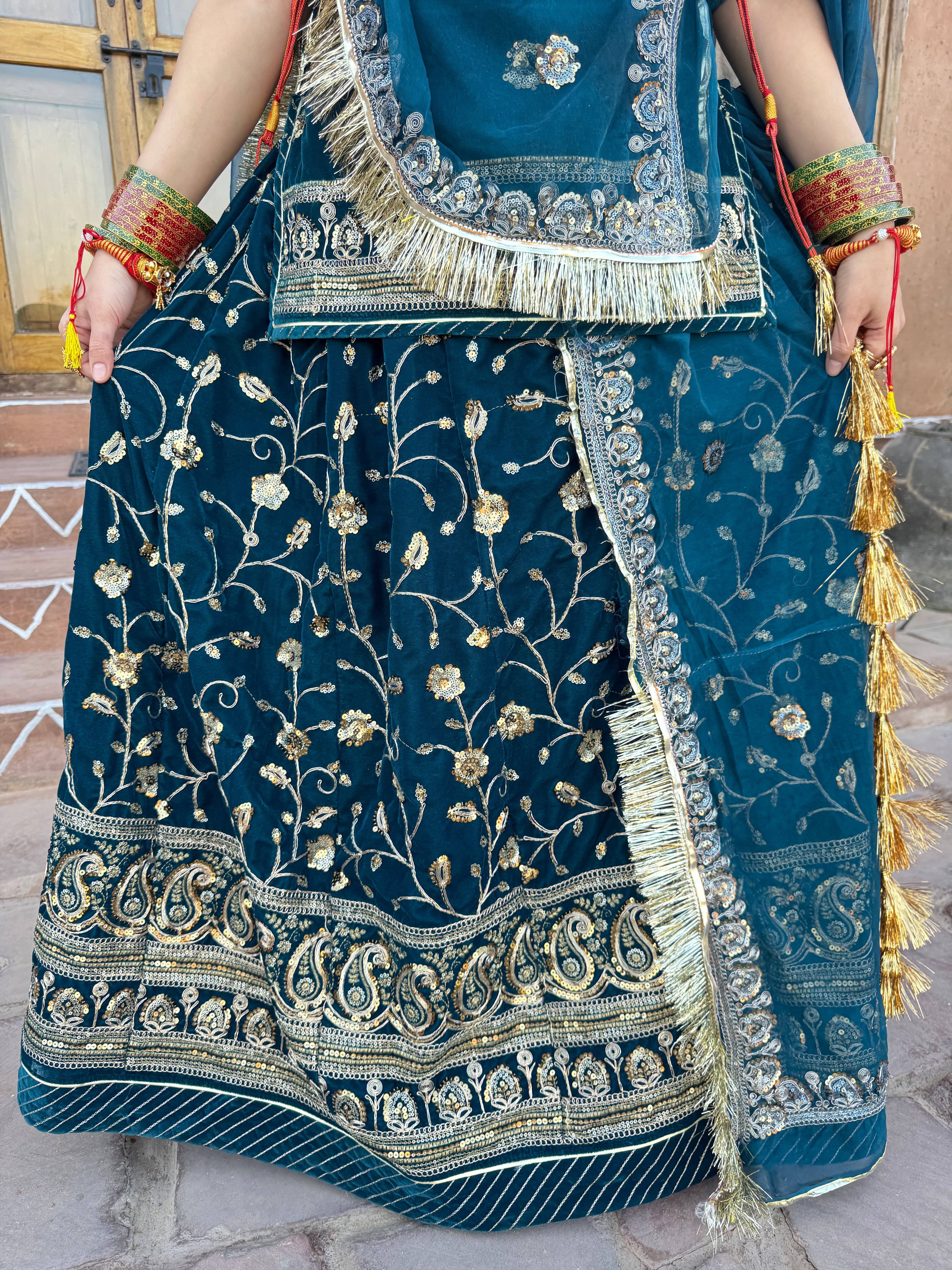 Bindani  Regal Charm: Kerosene Velvet Poshak