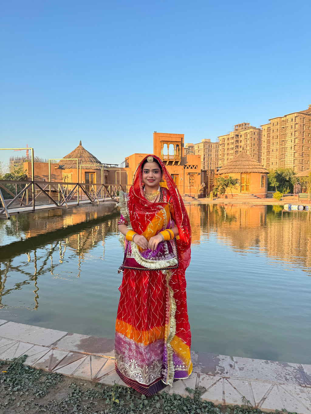 Bindani Ethereal Harmony: The Multicolor Organza Poshak