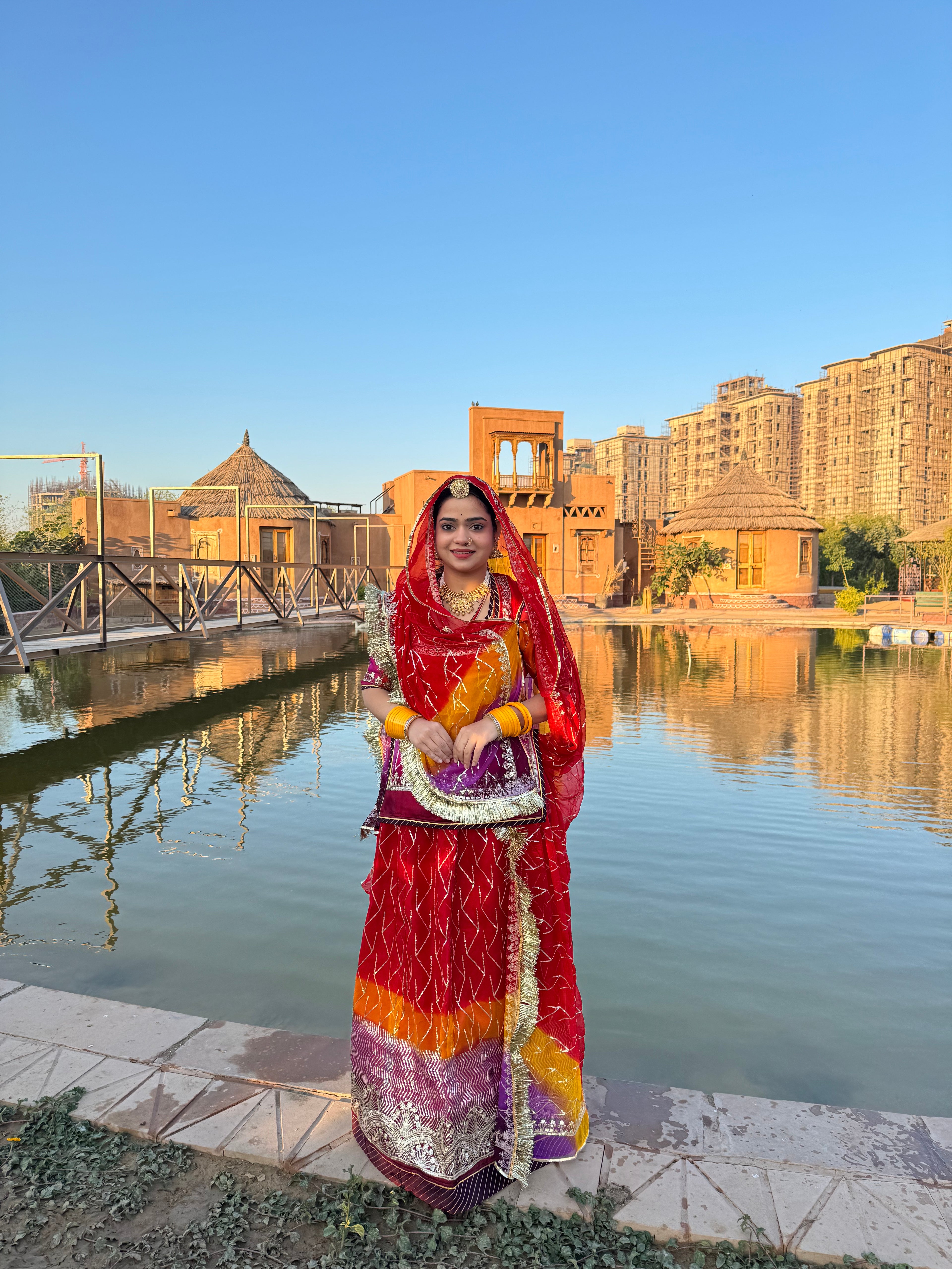 Bindani Ethereal Harmony: The Multicolor Organza Poshak