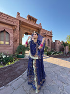 Bindani Royal Grace: Blue Satin Poshak