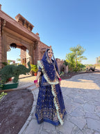 Bindani Royal Grace: Blue Satin Poshak