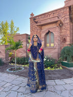 Bindani Royal Grace: Blue Satin Poshak