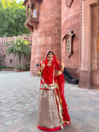 Bindani Crimson Elegance: The Satin Red Power Suit