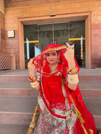 Bindani Crimson Elegance: The Satin Red Power Suit