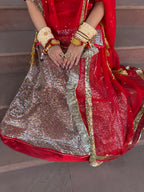 Bindani Crimson Elegance: The Satin Red Power Suit