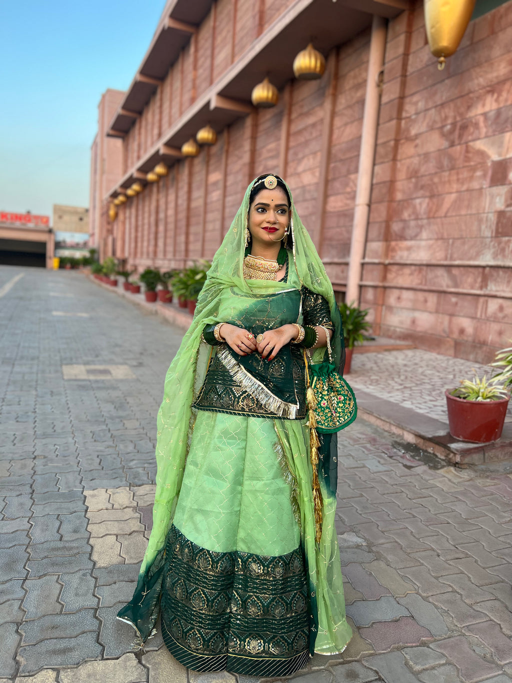 Emerald Elegance: The Pista-Colored Ensemble