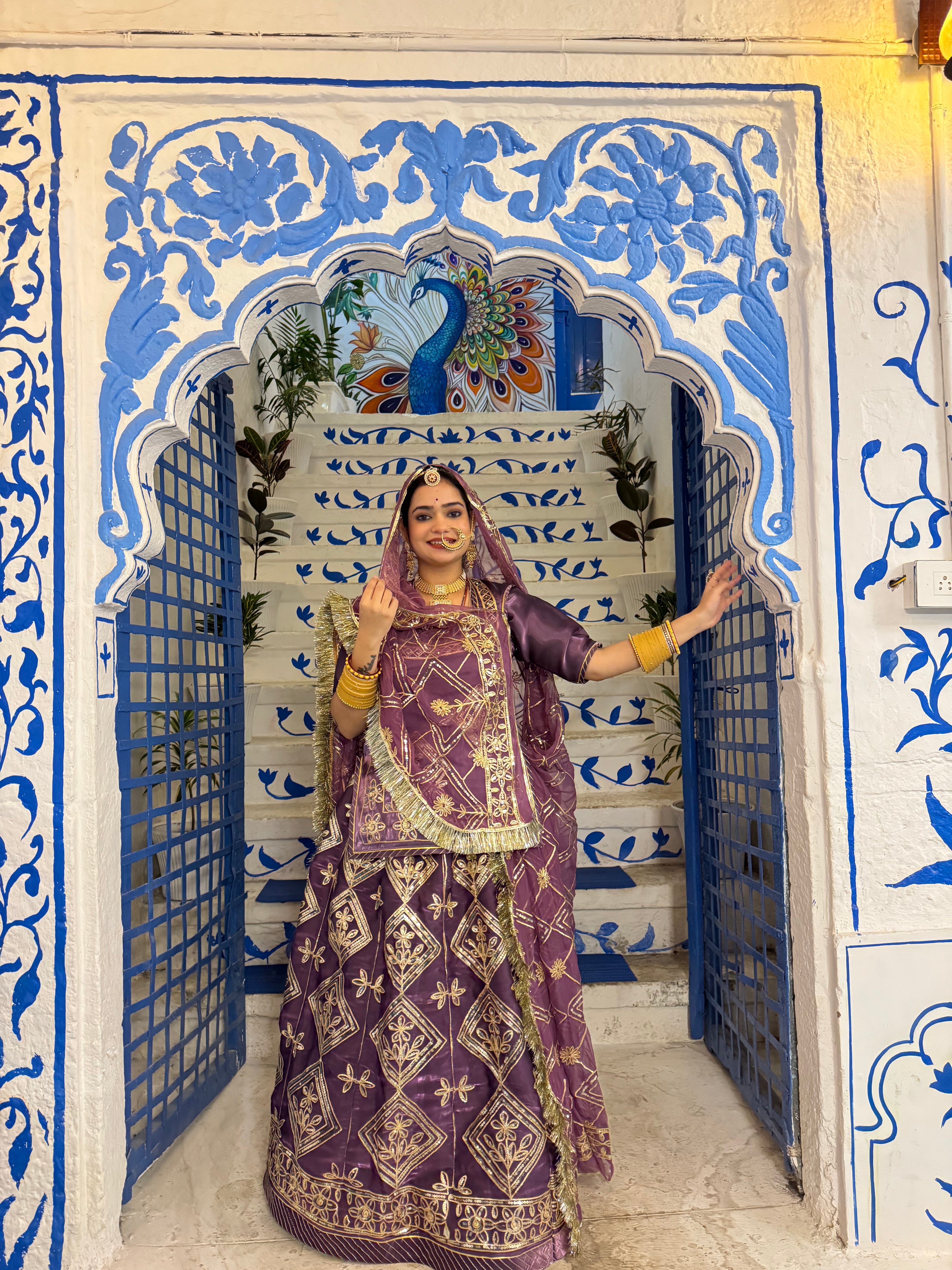 Bindani Lavender Luxe: Tissu Suit with Timeless Gota Patti Elegance