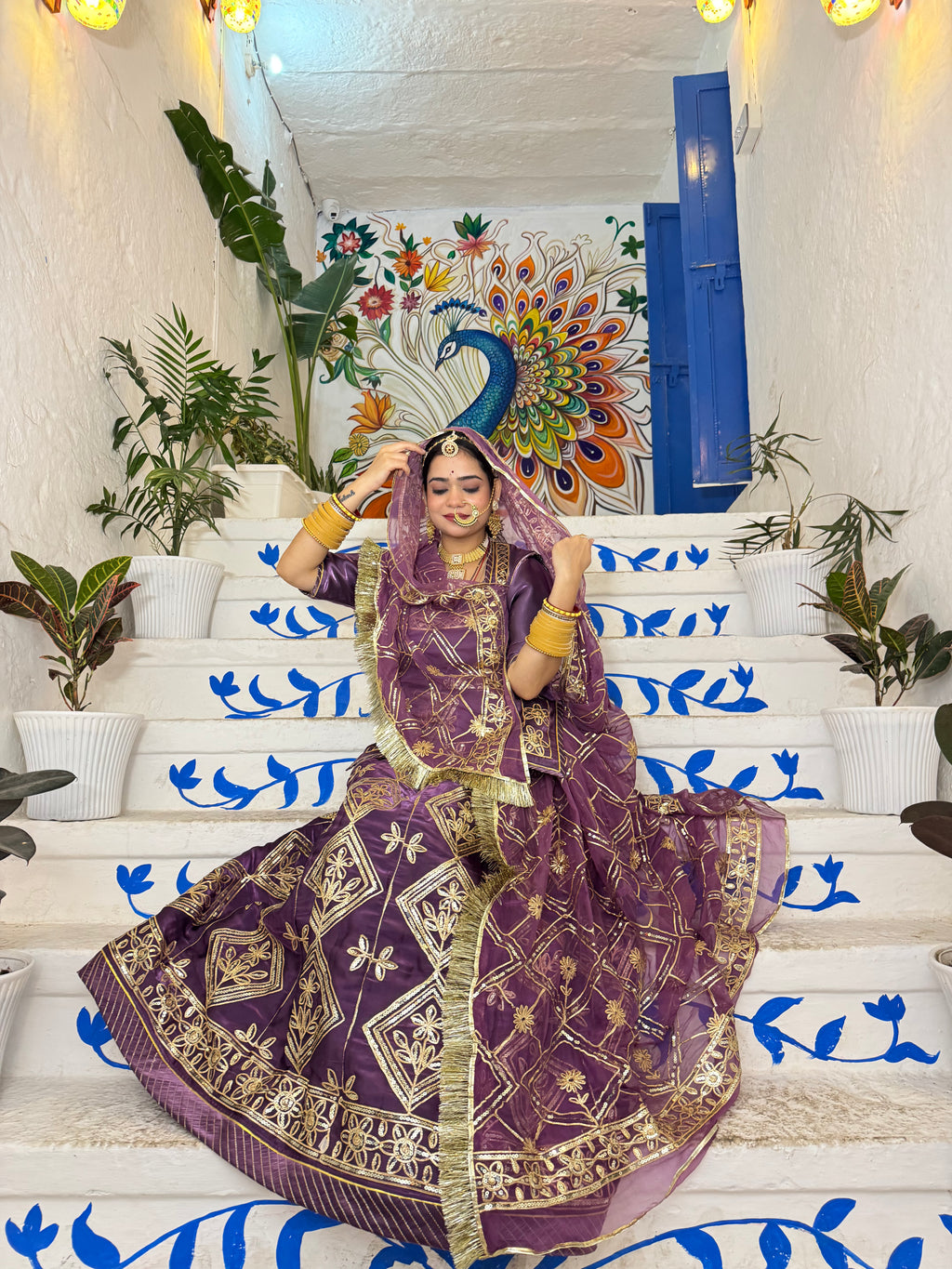 Bindani Lavender Luxe: Tissu Suit with Timeless Gota Patti Elegance