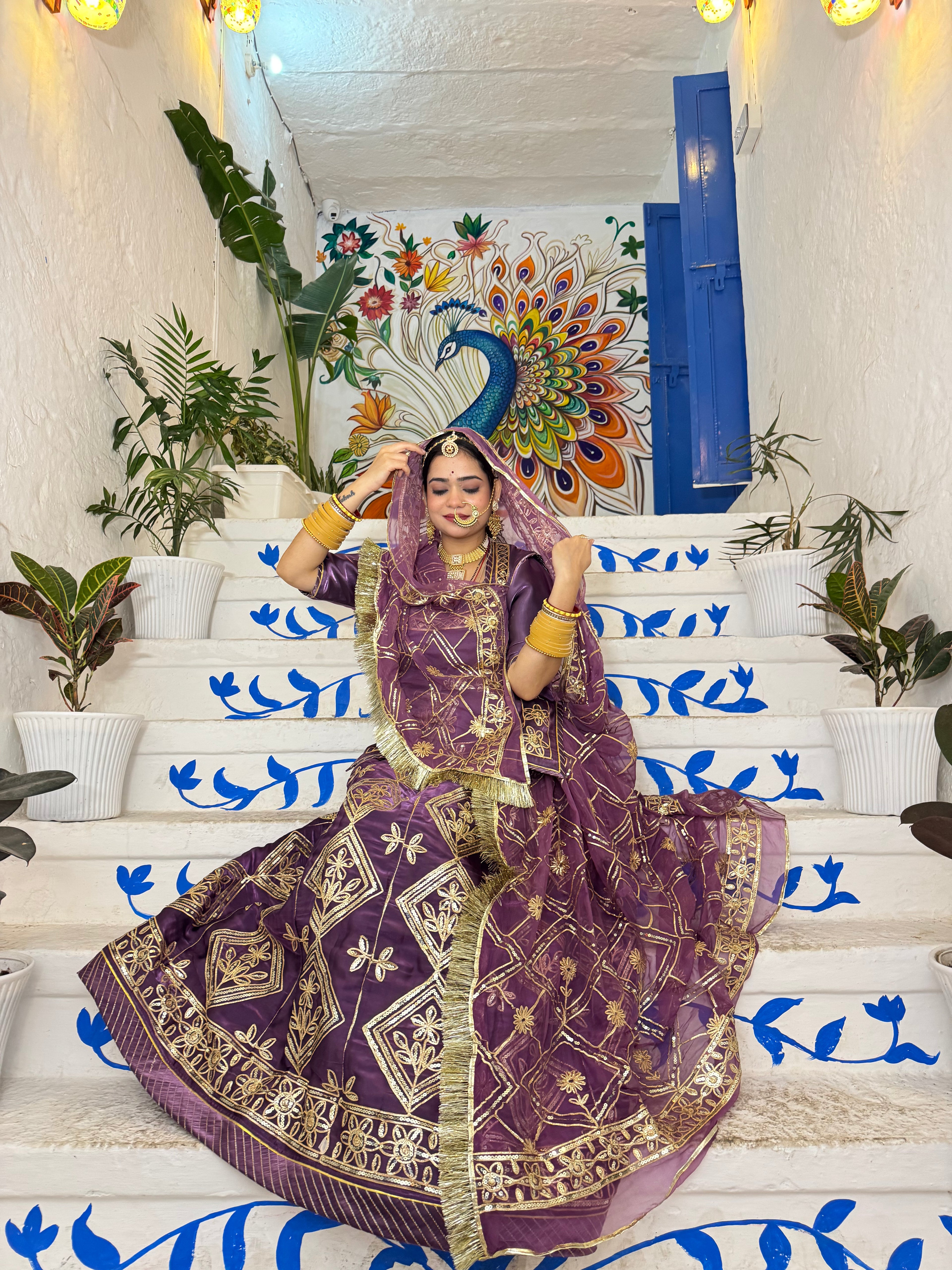 Bindani Lavender Luxe: Tissu Suit with Timeless Gota Patti Elegance
