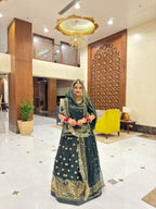 Emerald Elegance: The Green Tissu Poshak Collection(semi stich)