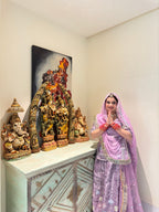 Bindani Petal Perfection: Tissue Suit with Floral Embroidery(Semi stich)