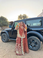 Mocha Veil - Chikoo Colour Imported Net Poshak with Tora Odhna