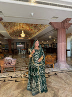 Bindani Lush & Lustrous: Green Poshak with Gota Embellishments